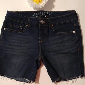 Aeropostale Dark Wash Bermuda Cutoff Jean Shorts